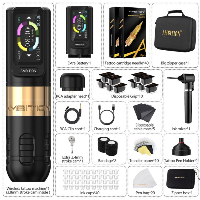 Wireless　Ambition tattoo machine set Tattoo Kit | Ambition Soldier Wireless Tattoo Machine Kit