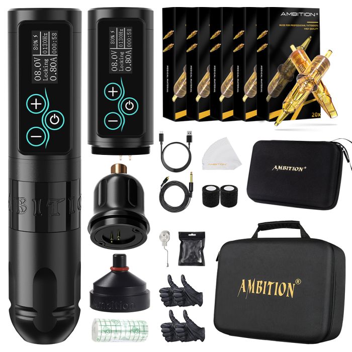 Wireless　Ambition tattoo machine set Tattoo Kit | Ambition Vibe Wireless Tattoo Machine Kit