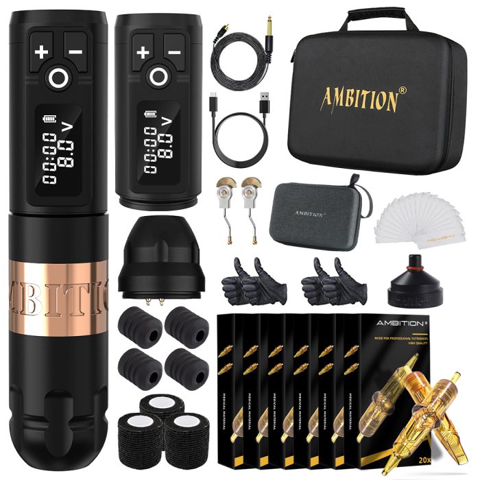 AMBITION Wireless　tattoo machine set　刺青 Tattoo Kit | Ambition Zetton Wireless Tattoo Machine Kit