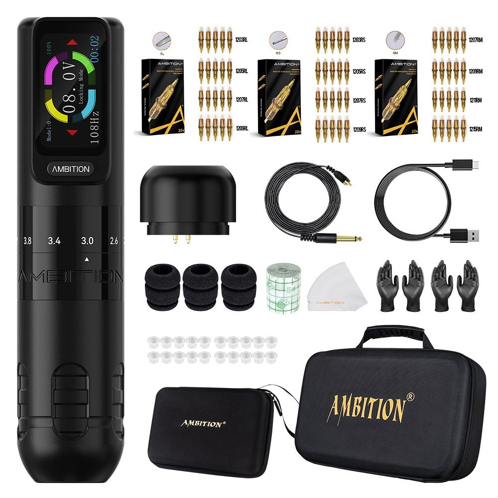 Wireless　Ambition tattoo machine set Tattoo Kit - Ambition Complete Wireless Tattoo Machine Kit