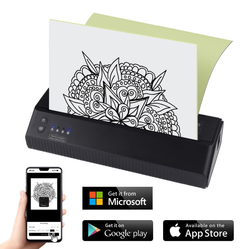 Ambition Wireless Tattoo Stencil Printer with 20Pcs Transfer Paper